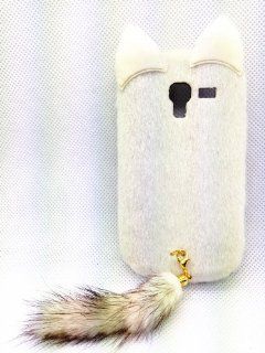 White 3D Charming Smile Cat Classic Cute Lovely Special Party Plush Leopard Tail Ear Cat Case Cover For Smart Mobile Phones (Samsung Galaxy Exhibit T599 (T Mobile), White Tail) Cell Phones & Accessories