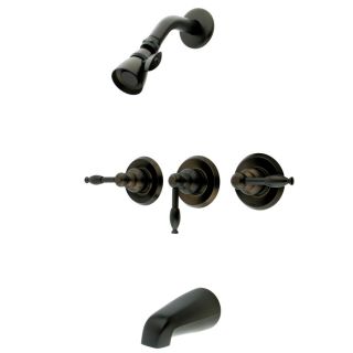 Kingston Brass Magellan Oil Rubbed Bronze 3 Handle Bathtub and Shower Faucet with Multi Function Showerhead