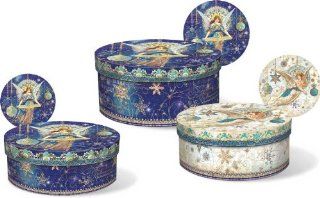 Round Nesting Celestial Angel Boxes by Punch Studio    Set of three   Holiday Decoration Storage Containers