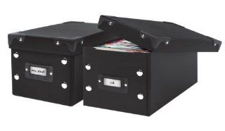 DAZZ Set of 2 Foldable CD Boxes, Black   Audio Video Media Cabinets