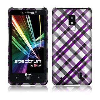 LG Spectrum VS920 Purple Plaid Rubberized Cover Cell Phones & Accessories