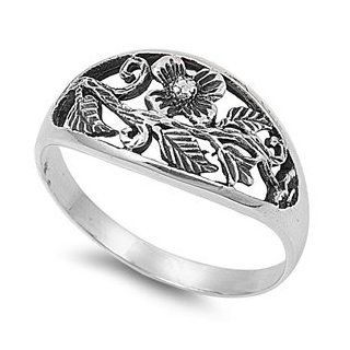 Esthetical Articulation Flower Ring Sterling Silver 925 Jewelry