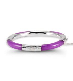 Solid .925 Sterling Silver Purple Jade Bangle Bracelet Jewelry
