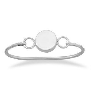 22040 4.5" 5" Round Engravable Bangle 4.5" 5" 2.5mm wide bangle features a hook clasp and a 13.5mm diameter engravable plate. .925 Sterling Silver bracelet circle stone precious metal girl woman lady arm hand beuatiful gift present star