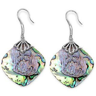 925 Sterling Silver Earrings With Stone   Stone Abalone Royal Design Jewelry