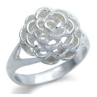 925 Sterling Silver FILIGREE ROSE/FLOWER Ring Size 8.5 Jewelry