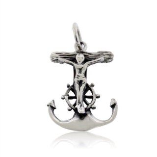 .925 Sterling Silver Mariners Cross Anchor Pendant Jewelry
