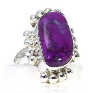 Purple Mohave Turquoise Women Ring (size 6.50) Handmade 925 Sterling Silver hand cut Purple Mohave Turquoise color Purple 11g, Nickel and Cadmium Free, artisan unique handcrafted silver ring jewelry for women   one of a kind world wide item with original 