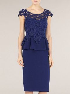 Alexon Sapphire blue lace & peplum dress