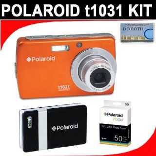 Polaroid t1031 10.0 MP Digital Camera   3 x optical zoom (Orange) + PoGo Printer (Black) + 50 ZINK Sheets  Point And Shoot Digital Cameras  Camera & Photo