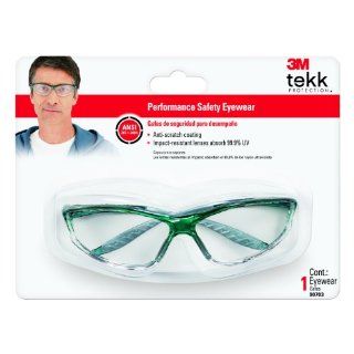 3M 90703 80025T Tekk Protection Sports Inspired Safety Eyewear with Clear Lens and Green Frame   Safety Glasses  