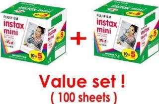 Fujifilm Instax Mini Instant Film, 10Sheets 5Pack2 Packs(total 100 Sheets) Value Set(with Values Japan Original Discription of Goods)  Instant Film Cameras  Camera & Photo