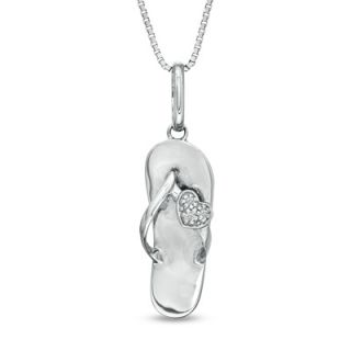 Diamond Accent Flip Flop with Heart Pendant in Sterling Silver   Zales