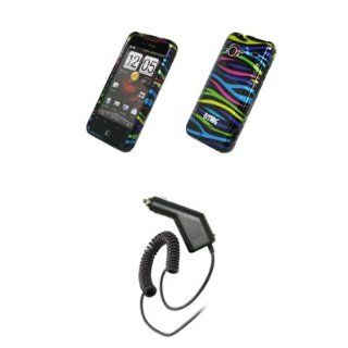EMPIRE Neon Rainbow Zebra Stripes Design Snap On Cover Case + Car Charger (CLA) for HTC Droid Incredible Cell Phones & Accessories