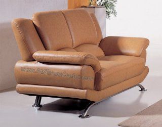 Contemporary Caramel Leather Loveseat   Love Seats
