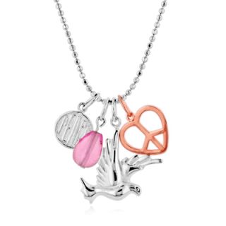 Peace Inspired Charm Pendant in Sterling Silver and 18K Rose Gold