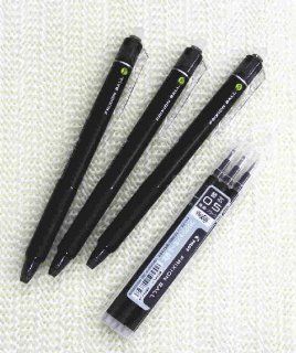 Pilot FriXion Ball Knock Retractable Erasable Gel Ink Pens, Fine Point,   0.5mm   Black Ink  Value set of 3 & 3 Gel Ink Pen Refill Pack  Gel Ink Rollerball Pens 