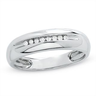 Mens Diamond Accent Wedding Band in 10K White Gold   Zales