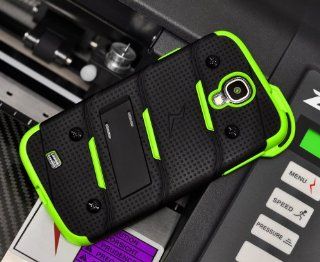 For Samsung Galaxy S4 i9500   BOLT Cover w/ Kickstand, Holster, Screen Protector, Hook, Lanyard, and Accessories in Retail Packaging   Black/Neon Green BOLT Cell Phones & Accessories