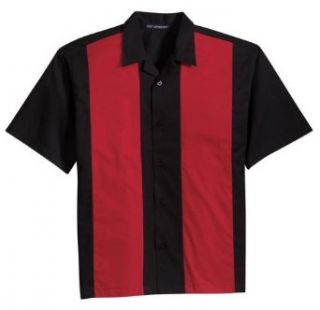 Port Authority Retro Bowling Shirt (S300B) Large Black Red [Apparel] [Apparel] Clothing