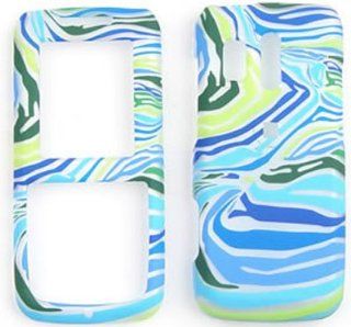 Samsung Messager R450/R451 (Straight Talk) Blue/Green Zebra Print Hard Case/Cover/Faceplate/Snap On/Housing/Protector Cell Phones & Accessories