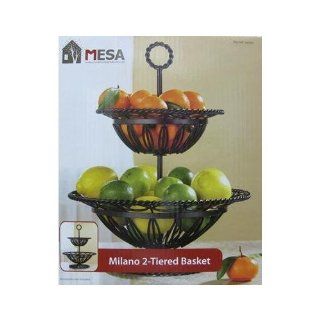 Shop Wrought Iron Two 2 Tier Fruit Basket Bowl Stand Rack at the  Furniture Store. Find the latest styles with the lowest prices from Milano