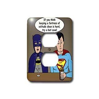 lsp_3829_6 Rich Diesslins Funny General Cartoons   Super Hero Parody with Batman and Superman at the bar   Light Switch Covers   2 plug outlet cover   Outlet Plates  