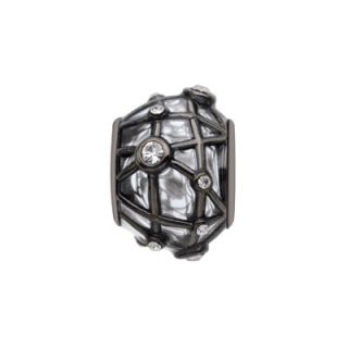 Persona® Sterling Silver Black Ruthenium with Crystals Abstract Bead
