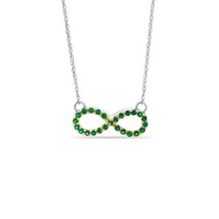 Lab Created Emerald Sideways Infinity Necklace in Sterling Silver