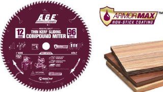 AGE MD12 976TBR Carbide Tipped Thin Kerf Sliding Compound Miter Armormax Coated 12 Inch Dia x 96T, A   Miter Saw Blades  