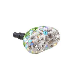 Green Crystals Heart 3.5mm Earphone Cap Dust Proof Plug for Phone Cell Phones & Accessories