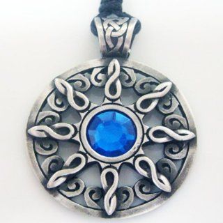 Sun and Moon Angel Star Blue Crystal Pewter Pendant Necklace Jewelry