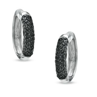 CT. T.W. Enhanced Black Diamond Hoop Earrings in Sterling Silver