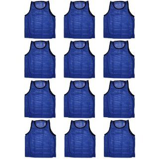 BlueDot Trading High quality 12 blue adult sports pinnies 12 High quality scrimmage training vests  Soccer Training Aids  Sports & Outdoors