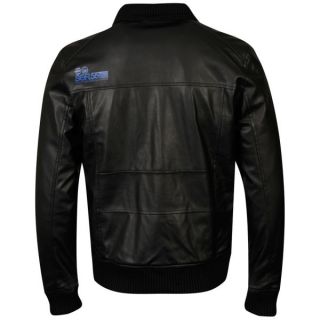 Crosshatch Mens Leather Look Bomber Zip   Black      Clothing