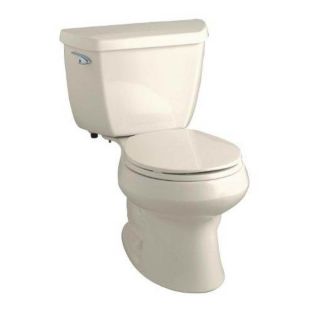 KOHLER Wellworth Almond 1.28 GPF (4.85 LPF) 12 in Rough In WaterSense Round 2 Piece Standard Height Toilet