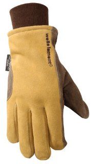 Wells Lamont 1195L Work Gloves with Brown Palm, Saddletan Back, Split Cowhide with Knit Wrist, G100 Thinsulate, Large   Warm Work Gloves  