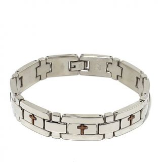 Michael Anthony Jewelry® Cross Station Stainless Steel Men's Bracelet
