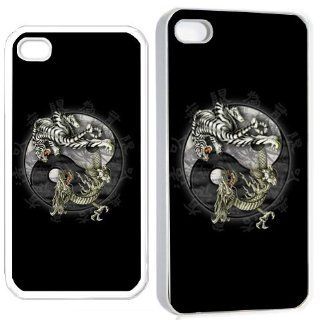 dragon tiger yin yang iPhone Hard 4s Case White Cell Phones & Accessories