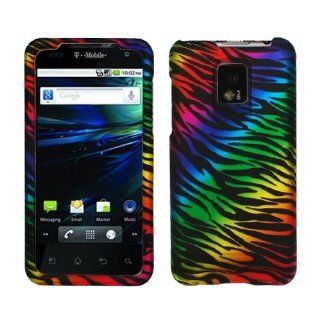 MINITURTLE, Slim Fit Rubber Feel 2 Piece Graphic Image Snap On Hard Phone Case Cover and Screen Protector for Android Smartphone TMobile G2x / LG Optimus 2x P 990 P 999 (Black Rainbow Zebra) Cell Phones & Accessories