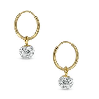 Childs Swarovski® Crystal Ball Hoop Earrings in 14K Gold   Zales