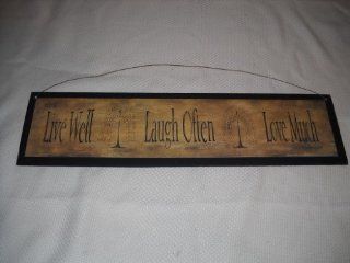 Live Well Laugh Often Love Much Wooden Country Home Wall Art Sign Willow Tree   Decorative Plaques