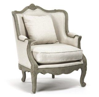 Shop Adele French Country Rustic Off White Cotton Arm Accent Chair at the  Furniture Store. Find the latest styles with the lowest prices from Kathy Kuo Home