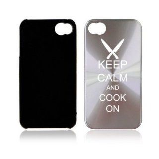 Apple iPhone 4 4S 4G Silver A1171 Aluminum Hard Back Case Cover Keep Calm and Cook On Chef Knives Cell Phones & Accessories