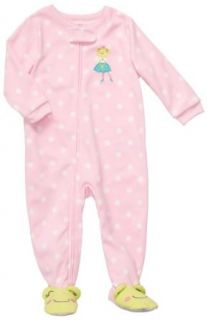 Carter's Girls Pink Pokadot Ballerina Frog Footed Sleeper 12 Months   5t Infant And Toddler Bodysuit Footies Clothing