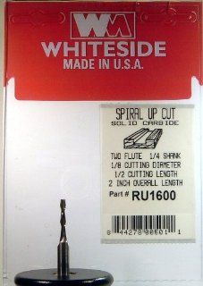 Whiteside Router Bits RU1600 Standard Spiral Bit with Up Cut Solid Carbide 1/8 Inch Cutting Diameter and 1/2 Inch Cutting Length   Up Spiral Router Bits  
