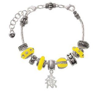 Silver Chinese Symbol "Wealth" Yellow Juliet Beaded Bracelet [Jewelry] Delight Snake Charm Bracelets Jewelry
