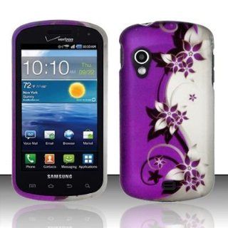 Hard Plastic Rubber Feel Design Case for Samsung Stratosphere i405   Silver and Purple Vines [In CellCostumes Retail Packaging] 