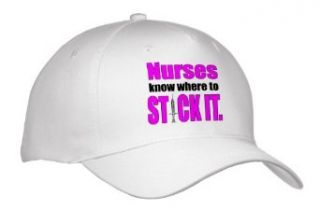 EvaDane   Funny Quotes   Nurses know where to stick it. Pink. Nursing.   Caps   Adult Baseball Cap Clothing