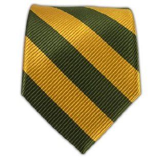 100% Silk Woven Army Green and Gold Classic Twill Striped Tie at  Mens Clothing store Neckties